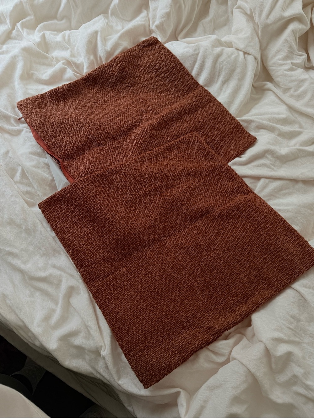 Rust Textured Throw Pillow Cover - Set of 2